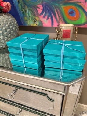 Turquoise Gift Boxes - Home Party Supplies - qty 7